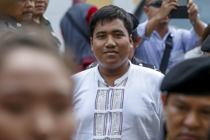 Sirawith Seritiwat, a student leader, arrives at the Thai military court in Bangkok