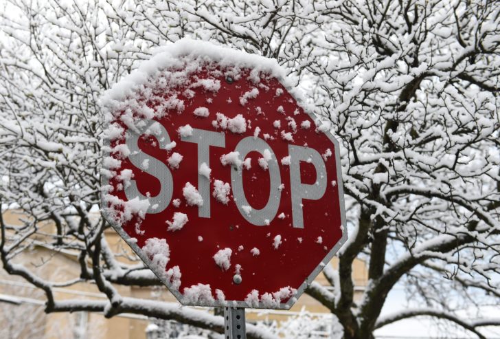 Stop Sign - USA - Snow - Blizzard