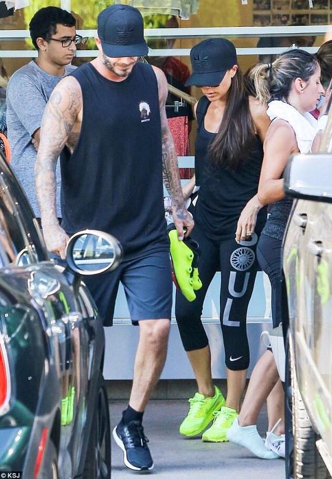 เบ๊คแฮมกับวิคตอเรียไปออกกำลังกายที่ยิม (ภาพจาก Daily Mail)
