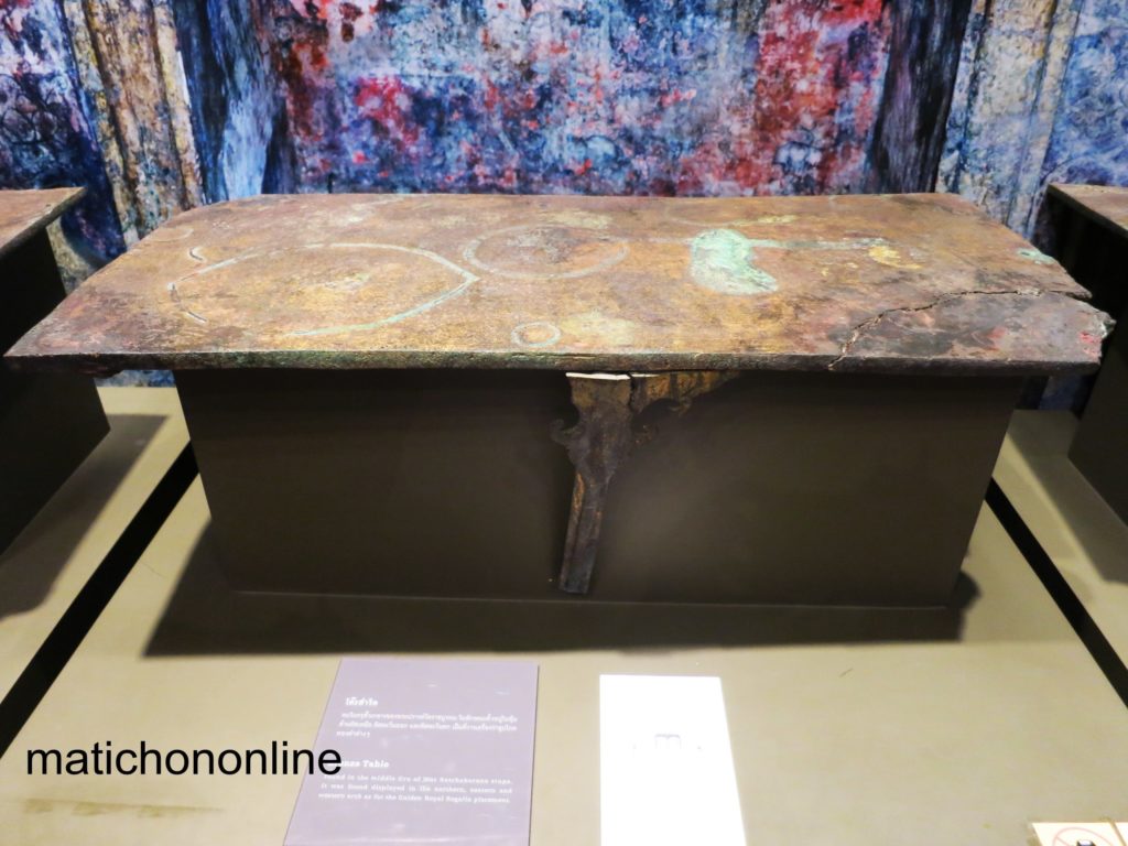 "โต๊ะสัมฤทธิ์" ซึ่งปรากฏในบันทึกของนายกฤษณ์ อินทโกศัย รองอธิบดีกรมศิลปากร เมื่อ พ.ศ.2500 ใช้วางสมบัติ เพชรนิลจินดา 