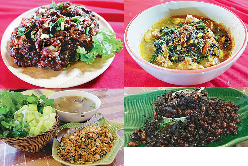 ลาบขม, แกงอ่อมไก่ ลาบปลาเพี้ย, แมงมันทอดเกลือ