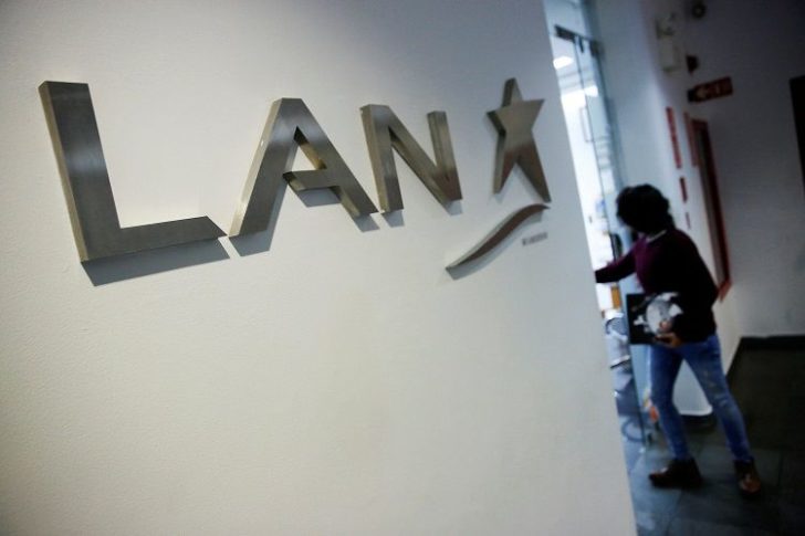 The logo of LAN Airlines, now known as LATAM Airlines, is seen at its office in Caracas, Venezuela
