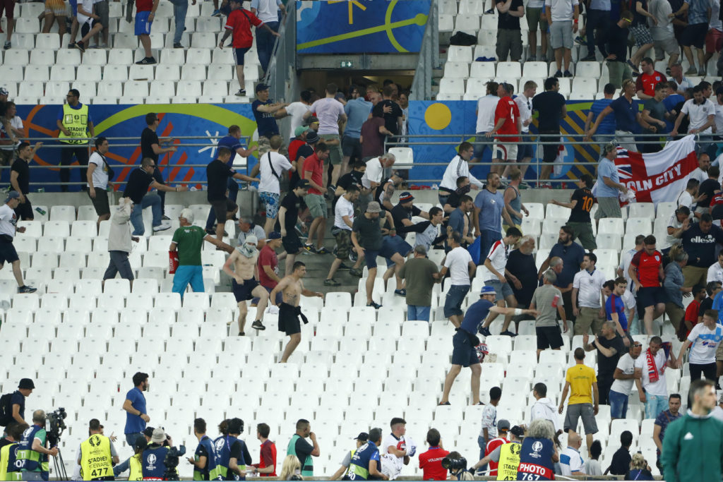 Football Soccer - England v Russia - EURO 2016 - Group B - Stade Vélodrome, Marseille, France - 11/6/16 England fans try to escape at full time REUTERS/Eddie Keogh Livepic