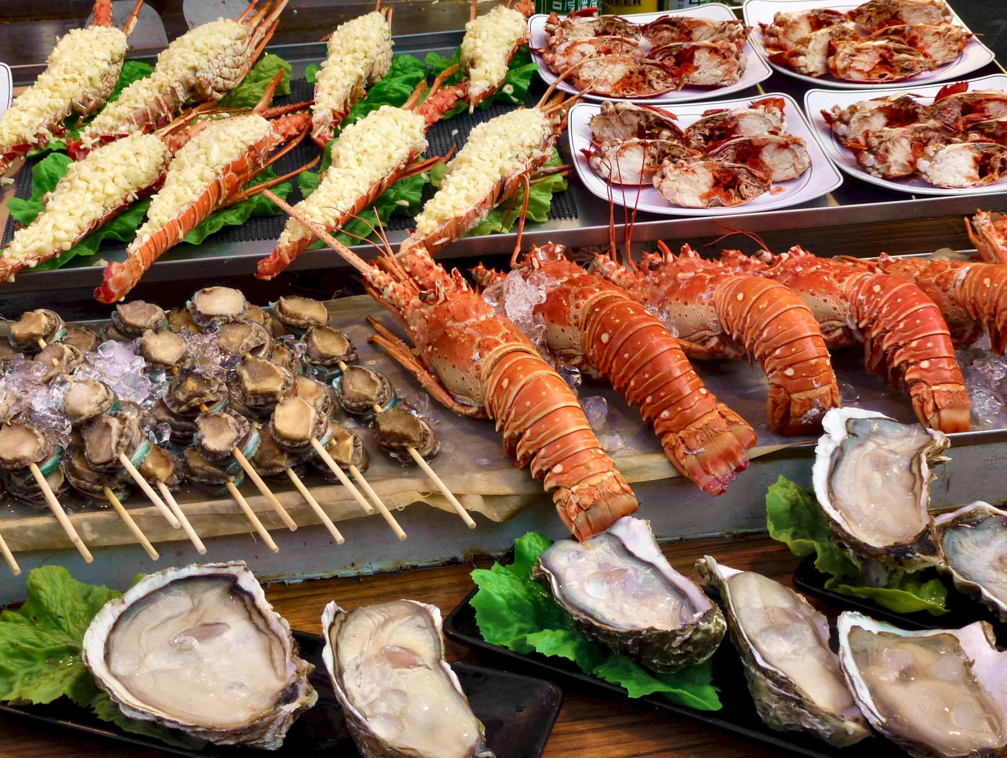 Selection of quality seafood on sale at a Taiwanese street market