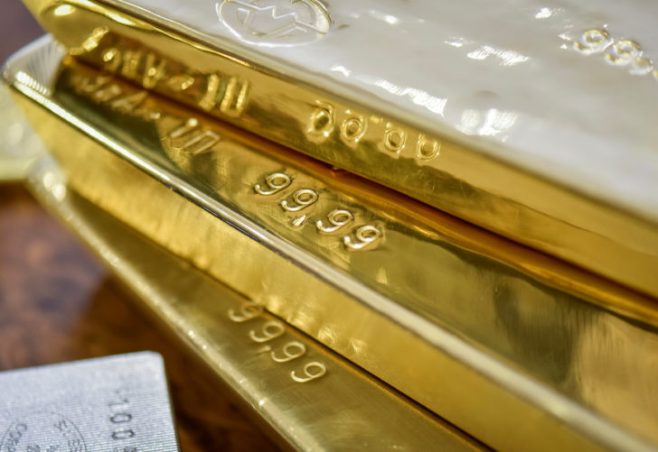 Gold bars are seen at the Kazakhstan's National Bank vault in Almaty