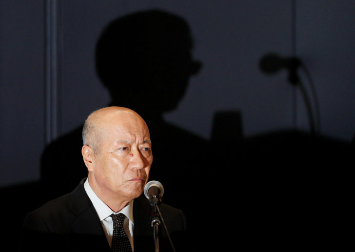 Ishii, president of Japan's top advertising agency Dentsu Inc, attends a news conference in Tokyo