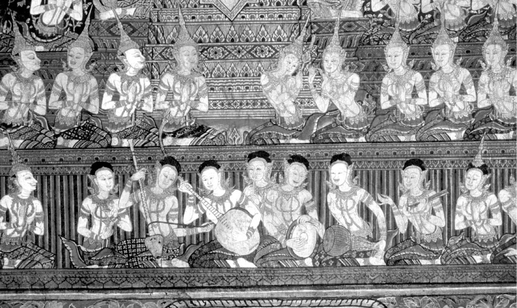 ดนตรีและมโหรีสืบเนื่องจากราชสำนักยุคอยุธยา มีในจิตรกรรมฝาผนังสมัยต้นกรุงรัตนโกสินทร์ในพระที่นั่งพุทไธสวรรย์ พิพิธภัณฑสถานแห่งชาติ พระนคร