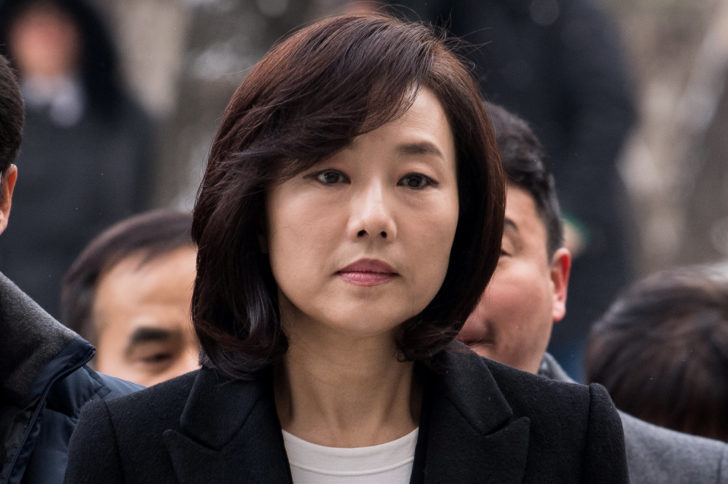 Culture Minister Cho Yoon-sun arrives at the Seoul Central District court in Seoul
