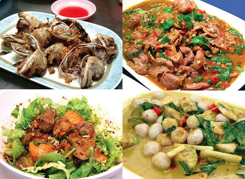 แก้มปลาทูทอดของหายาก - เนื้อน่องลายผัดกะเพรา - เกาเหลาหมูแห้งแซ่บๆ - เขียวหวานลูกชิ้นปลากรายผัดแห้ง