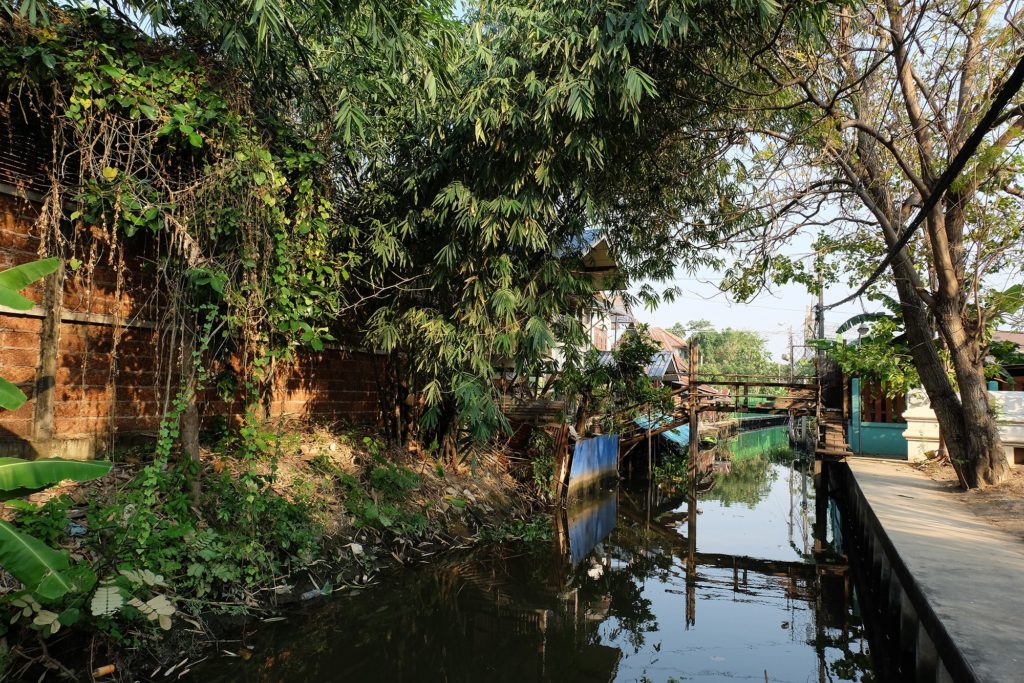 คลองบางนายไกรและบ้านเรือนของชาวบ้านที่อยู่ริมคลองหน้าวัด 