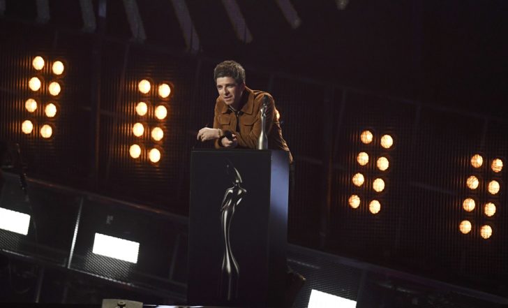 Noel Gallagher presents the award for Britiush Album of the Year at the Brit Awards at the O2 Arena in London