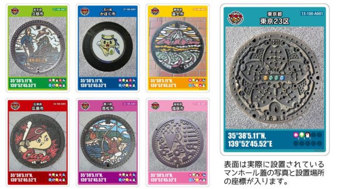 การ์ดสำหรับสะสมที่มีรูปฝาท่อระบายน้ำลวดลายต่างๆ / GKP