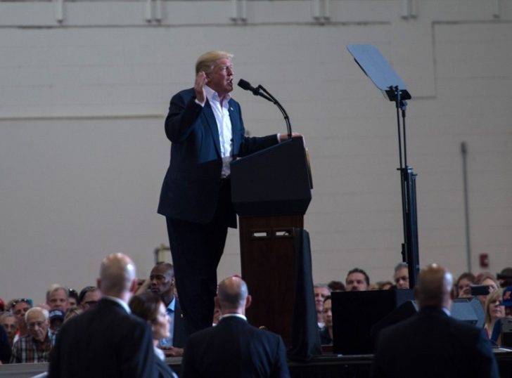 US President Donald Trump holds a rally in Melbourne, Florida