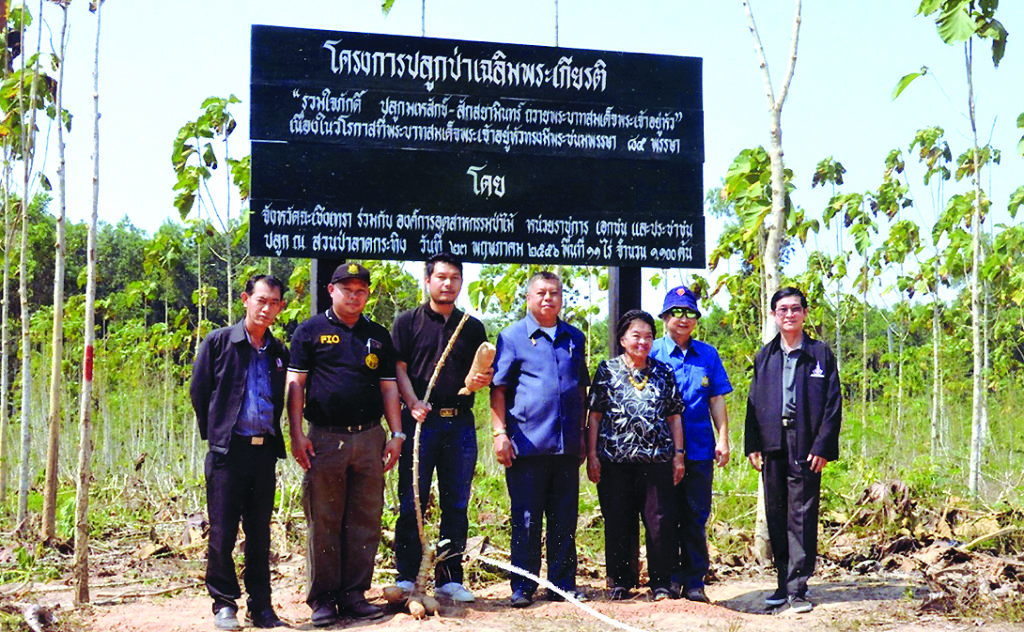 ติดตามผล - ทรงพล อาทรธุระสุข ผอ.สำนักกิจกรรมสัมพันธ์ ผู้แทน อ.อ.ป. พร้อมด้วย ธงชัย สุคนธาภิรมย์ ณ พัทลุง ที่ปรึกษาโครงการอนุรักษ์พันธุกรรมพืชอันเนื่องมาจากพระราชดำริฯ สมเด็จพระเทพรัตนราชสุดาฯ สยามบรมราชกุมารี (อพ.สธ.) และศลีพรรณ ธรรมสโรช ลงพื้นที่ติดตามผลการเจริญเติบโตของต้นมเหสักข์และสักสยามินทร์ ในโครงการ “รวมใจภักดิ์ ปลูกมเหสักข์ สักสยามินทร์ ถวายพระบาทสมเด็จพระเจ้าอยู่หัว” ณ สวนป่าลาดกระทิง องค์การอุตสาหกรรมป่าไม้ เมื่อเร็วๆ นี้