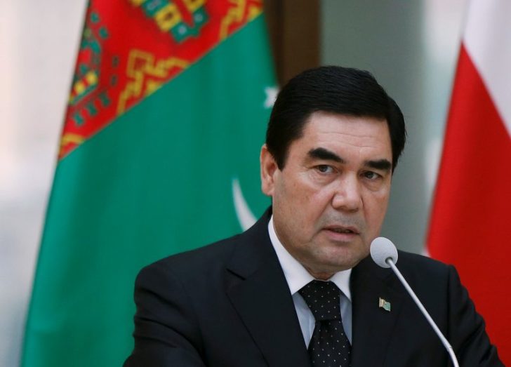 FILE PHOTO: Turkmenistan's President Berdymukhamedov speaks at a news briefing in Tbilisi