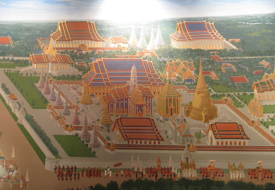  "ก่อตั้งกรุงรัตนโกสินทร์" จิตรกรรมฝาผนังจัดแสดงในอาคารภาพปริทัศน์อนุสรณ์สถานแห่งชาติ กรุงเทพมหานคร