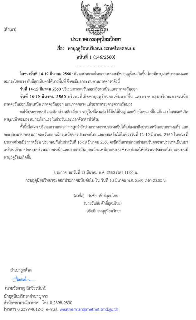 ประกาศกรมอุตุนิยมวิทย