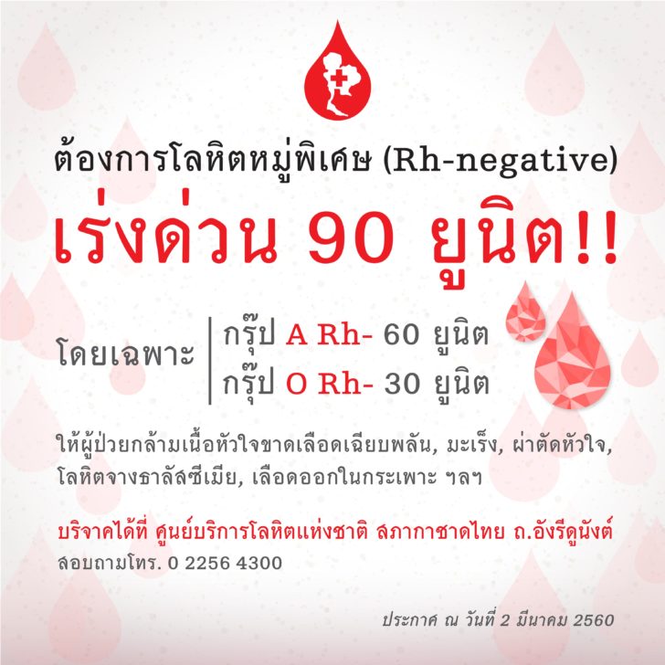 Banner ต้องการโลหิตหมู่พิเศษด่วน