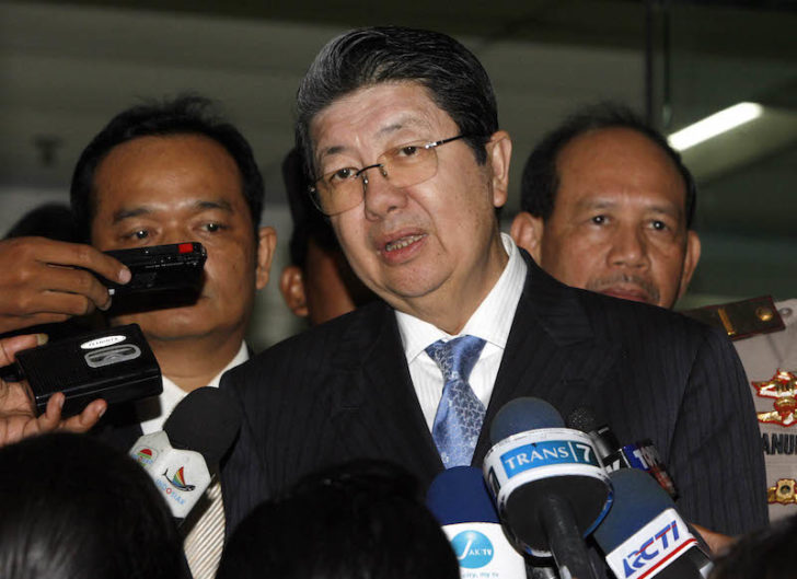 Cambodia's Deputy Prime Minister Sok An speaks to journalists after visiting Indonesia's former president Suharto at Pertamina hospital in Jakarta