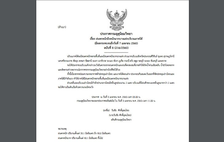 ประกาศเตือนฉบับ8