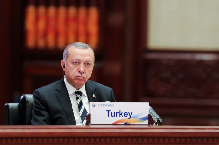 FILE PHOTO: Turkish President Recep Tayyip Erdogan attends the Roundtable Summit Phase One Sessions of Belt and Road Forum at the International Conference Center in Yanqi Lake on May 15, 2017 in Beijing, China