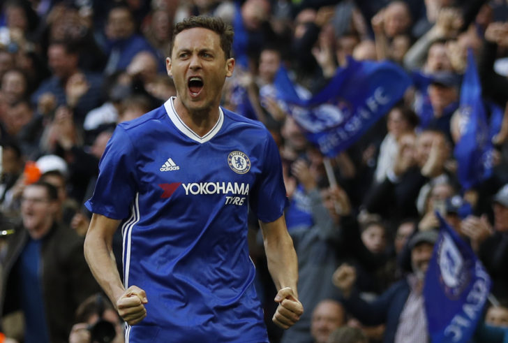 Chelsea's Nemanja Matic celebrates scoring their fourth goal