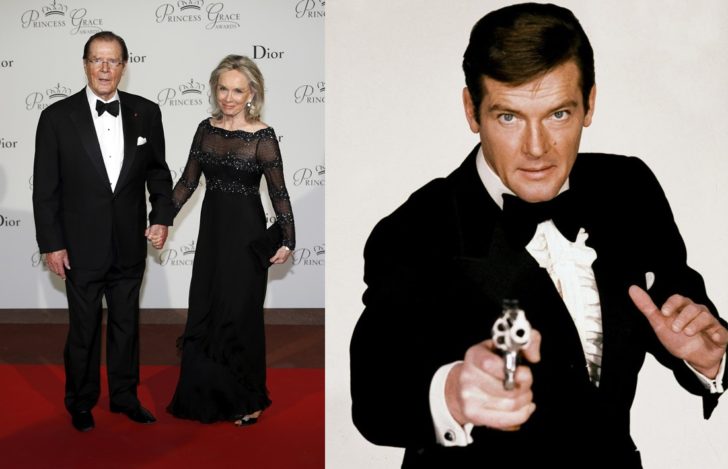 FILE PHOTO: British actor Roger Moore and his wife Kristina Tholstrup arrive at the Princess Grace Awards gala in Monaco