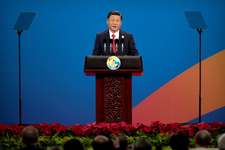 Chinese President Xi Jinping speaks during the opening ceremony of the Belt and Road Forum at the China National Convention Center (CNCC) in Beijing