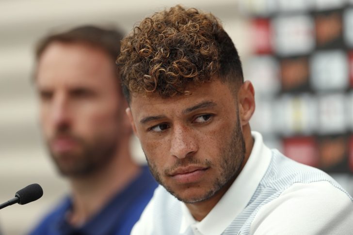 England manager Gareth Southgate and Alex Oxlade-Chamberlain during the press conference