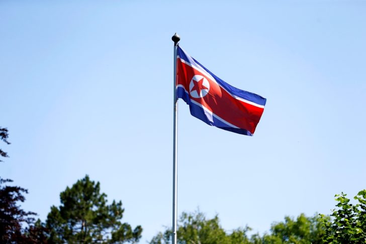 FILE PHOTO - The flag of North Korea is seen in Geneva