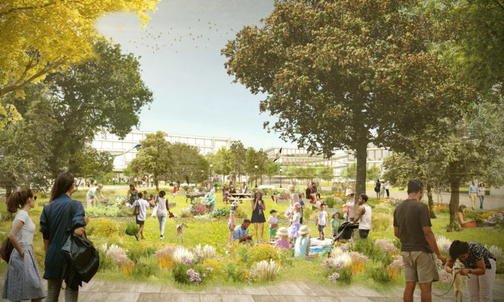 Architectural renderings of Facebook’s proposed Willow Campus in Menlo Park, California