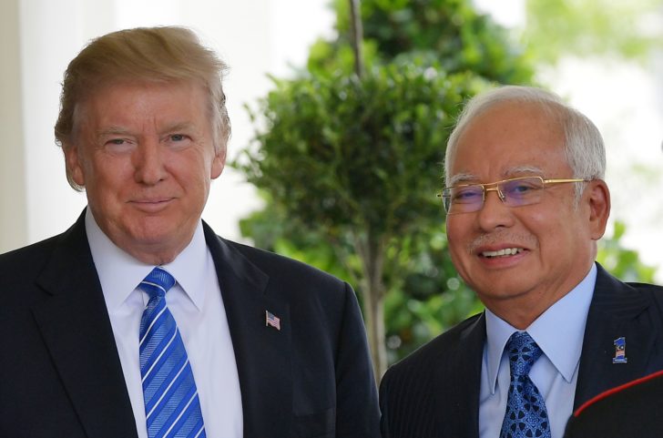 US President Donald Trump meets with Malaysian Prime Minister Najib Abdul Razak