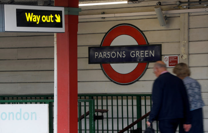 Passengers leave Parson's Green Underground station after it reopened following an explosion on a rush hour train yesterday morning, in London