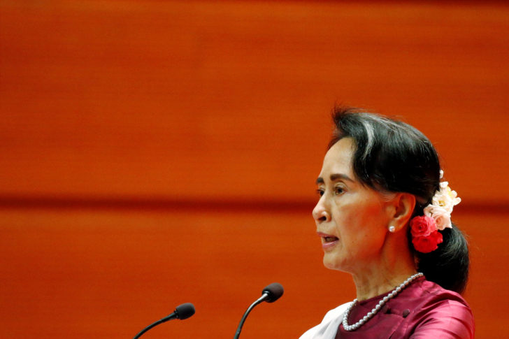 Myanmar State Counselor Aung San Suu Kyi delivers a speech to the nation over Rakhine and Rohingya situation, in Naypyitaw