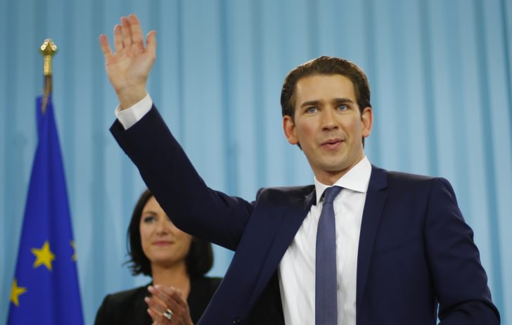 Top candidate of the People's Party (OeVP) Sebastian Kurz attends his party's meeting in Vienna