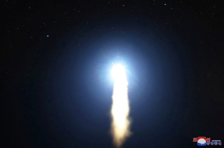 A view of the newly developed intercontinental ballistic rocket Hwasong-15's test that was successfully launched