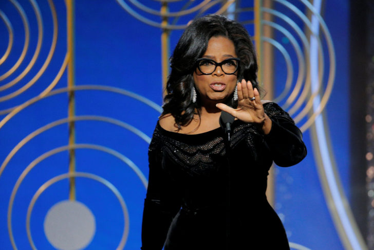 Oprah Winfrey speaks after accepting the Cecil B. Demille Award at the 75th Golden Globe Awards in Beverly Hills