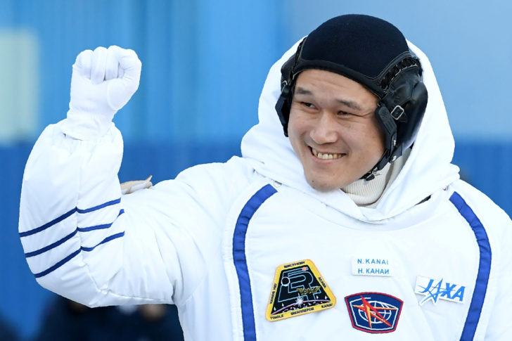 FILE PHOTO: Norishige Kanai of the Japan Aerospace Exploration Agency (JAXA) during the send-off ceremony after checking their space suits before the launch of the Soyuz MS-07 spacecraft at the Baikonur cosmodrome