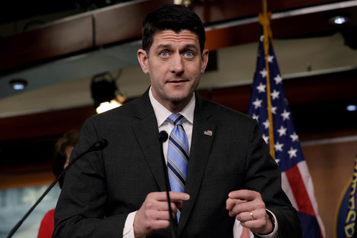 House Speaker Paul Ryan (R-WI) speaks at a news conference with Republican leaders after a closed conference on Capitol Hill in Washington