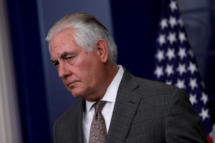 FILE PHOTO: U.S. Secretary of State Rex Tillerson answers questions during the daily briefing at the White House in Washington