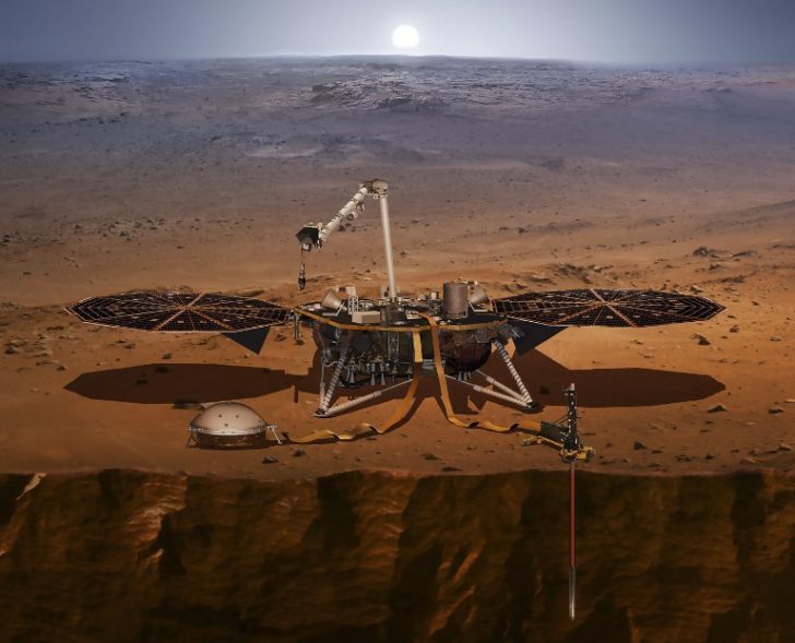 Illustration of NASA's Interior Exploration using Seismic Investigations, Geodesy and Heat Transport (InSight)