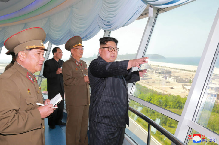 FILE PHOTO North Korean leader Kim Jong Un inspects the construction site of the Wonsan-Kalma coastal tourist area