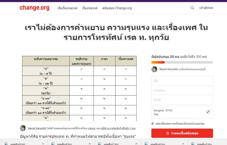 ลงชื่อไม่ต้องการคำหยาบ
