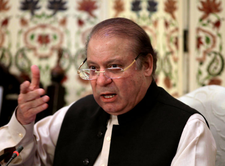 FILE PHOTO: Pakistan's former PM Nawaz Sharif speaks during a news conference in Islamabad