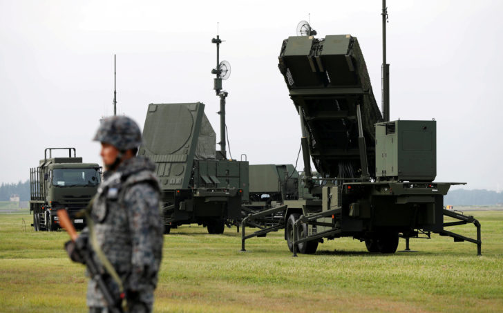 FILE PHOTO: JSDF soldier takes part in a drill to mobilise their PAC-3 missile unit at U.S. Air Force Yokota Air Base in Fussa