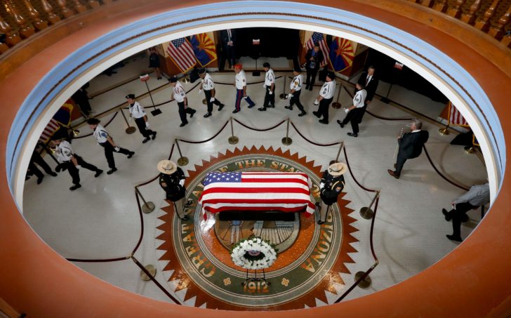 John McCain's body lies in state at the Arizona State Capitol where the public can pay their respects