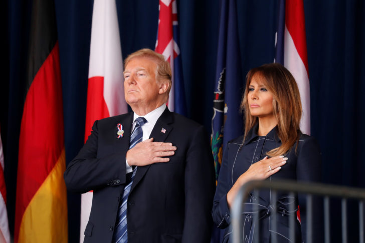 U.S. President Trump and first lady Melania Trump take part in the 17th annual September 11 observance at the Flight 93 National Memorial near Shanksville in Stoystown, Pennsylvania