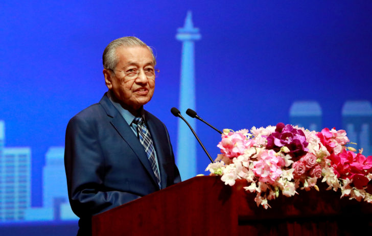 Malaysian PM Mahathir Mohamad gives a speech at Chulalongkorn University, in Bangkok
