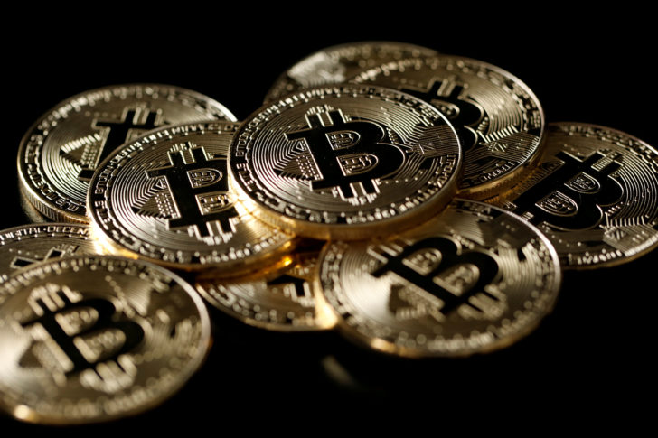 FILE PHOTO: A collection of Bitcoin (virtual currency) tokens are displayed in this picture illustration