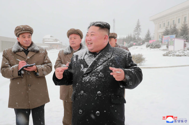 FILE PHOTO: KCNA picture of North Korean leader Kim Jong Un inspects Samjiyon County